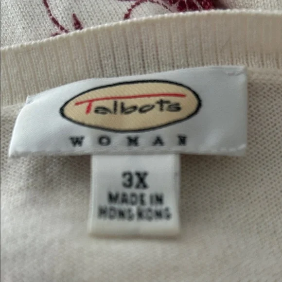 Talbots Ivory Rose Knit Top in excellent condition Cotton/Silk Long Sleeved - Picture 3 of 5